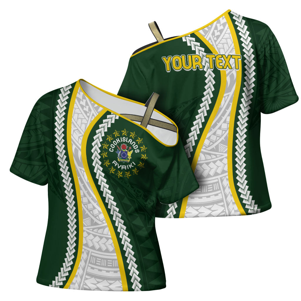 Cook Islands Rugby Personalized Avaiki Cross Shoulder Shirt GO Kuki LT7 - Polynesian Pride