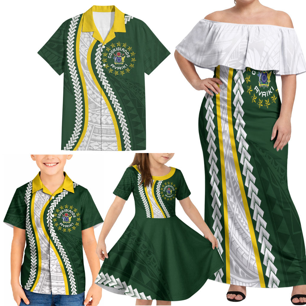 Cook Islands Rugby Personalized Avaiki Family Matching Off Shoulder Maxi Dress and Hawaiian Shirt GO Kuki LT7 - Polynesian Pride