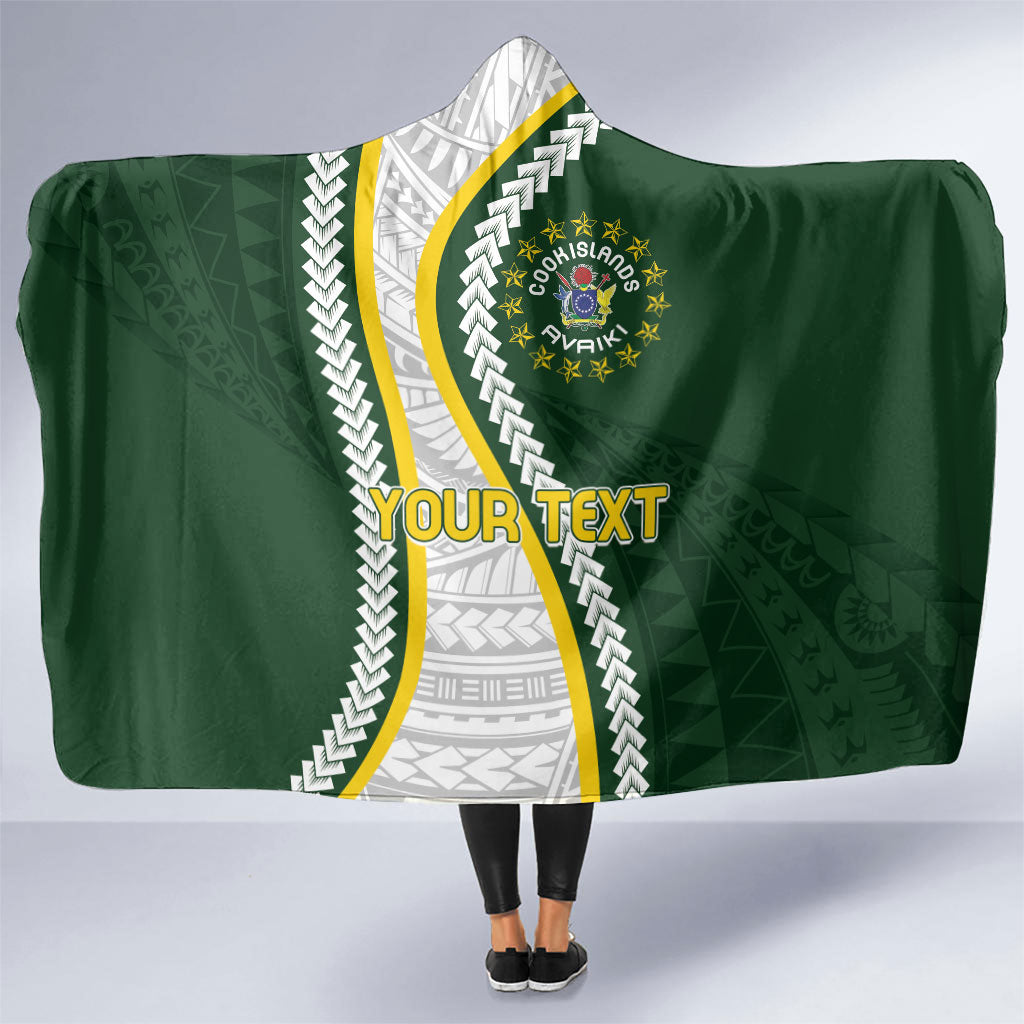 Cook Islands Rugby Personalized Avaiki Hooded Blanket GO Kuki LT7 One Size Green - Polynesian Pride