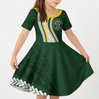 Cook Islands Rugby Personalized Avaiki Kid Short Sleeve Dress GO Kuki LT7 KID Green - Polynesian Pride
