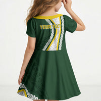 Cook Islands Rugby Personalized Avaiki Kid Short Sleeve Dress GO Kuki LT7 - Polynesian Pride