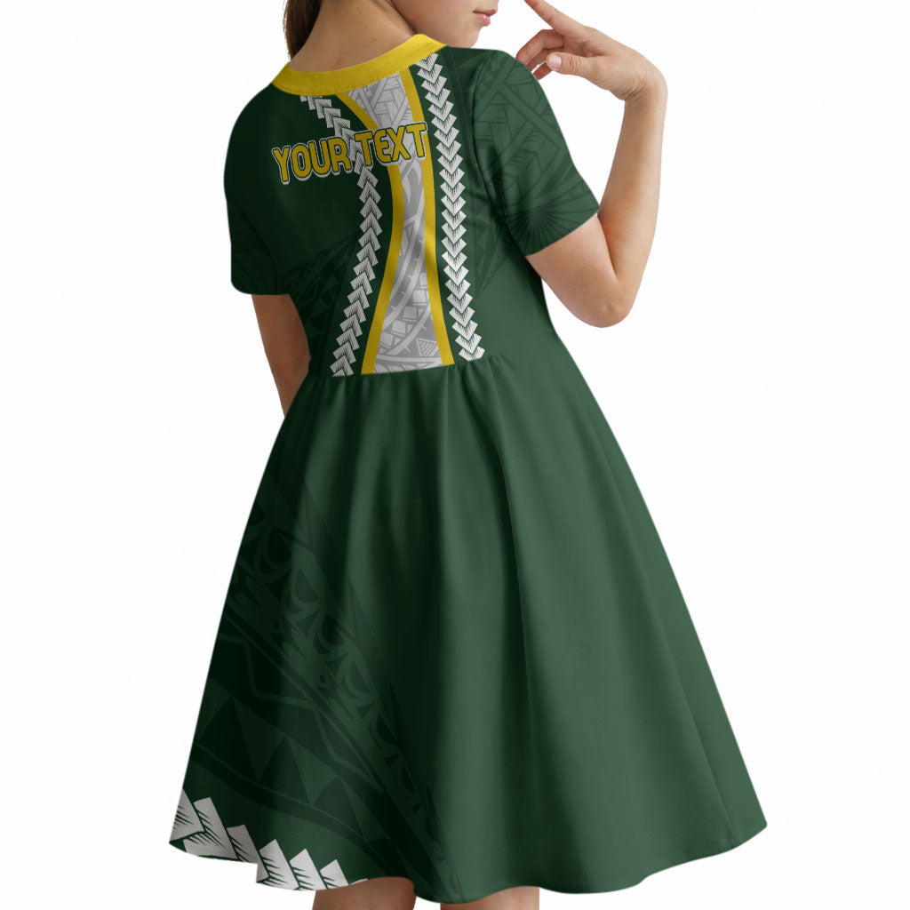 Cook Islands Rugby Personalized Avaiki Kid Short Sleeve Dress GO Kuki LT7 - Polynesian Pride