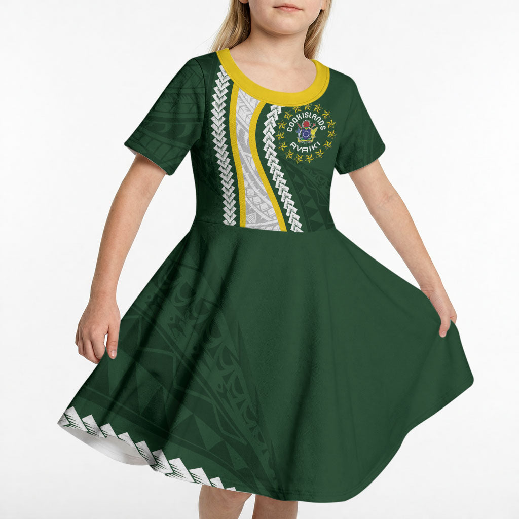 Cook Islands Rugby Personalized Avaiki Kid Short Sleeve Dress GO Kuki LT7 - Polynesian Pride
