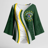 Cook Islands Rugby Personalized Avaiki Kimono Sleeve Blouse GO Kuki LT7 Female Green - Polynesian Pride