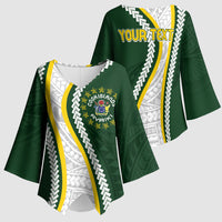 Cook Islands Rugby Personalized Avaiki Kimono Sleeve Blouse GO Kuki LT7 - Polynesian Pride