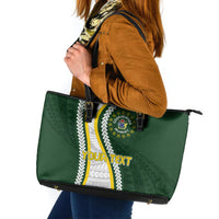 Cook Islands Rugby Personalized Avaiki Leather Tote Bag GO Kuki LT7 Green - Polynesian Pride