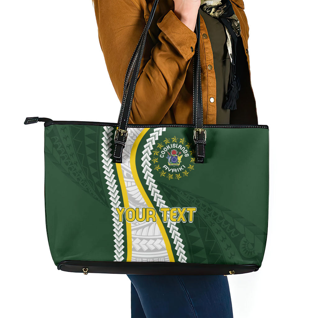 Cook Islands Rugby Personalized Avaiki Leather Tote Bag GO Kuki LT7 - Polynesian Pride