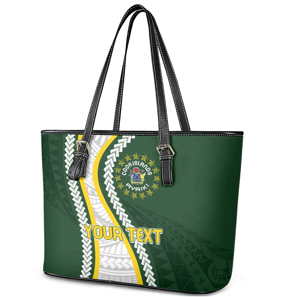 Cook Islands Rugby Personalized Avaiki Leather Tote Bag GO Kuki LT7 - Polynesian Pride