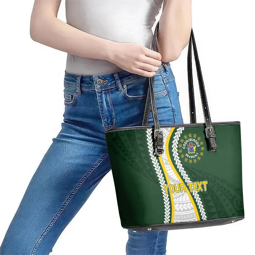 Cook Islands Rugby Personalized Avaiki Leather Tote Bag GO Kuki LT7 - Polynesian Pride