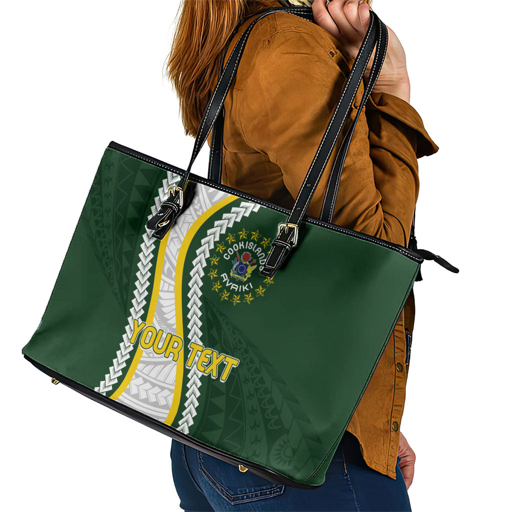 Cook Islands Rugby Personalized Avaiki Leather Tote Bag GO Kuki LT7 - Polynesian Pride