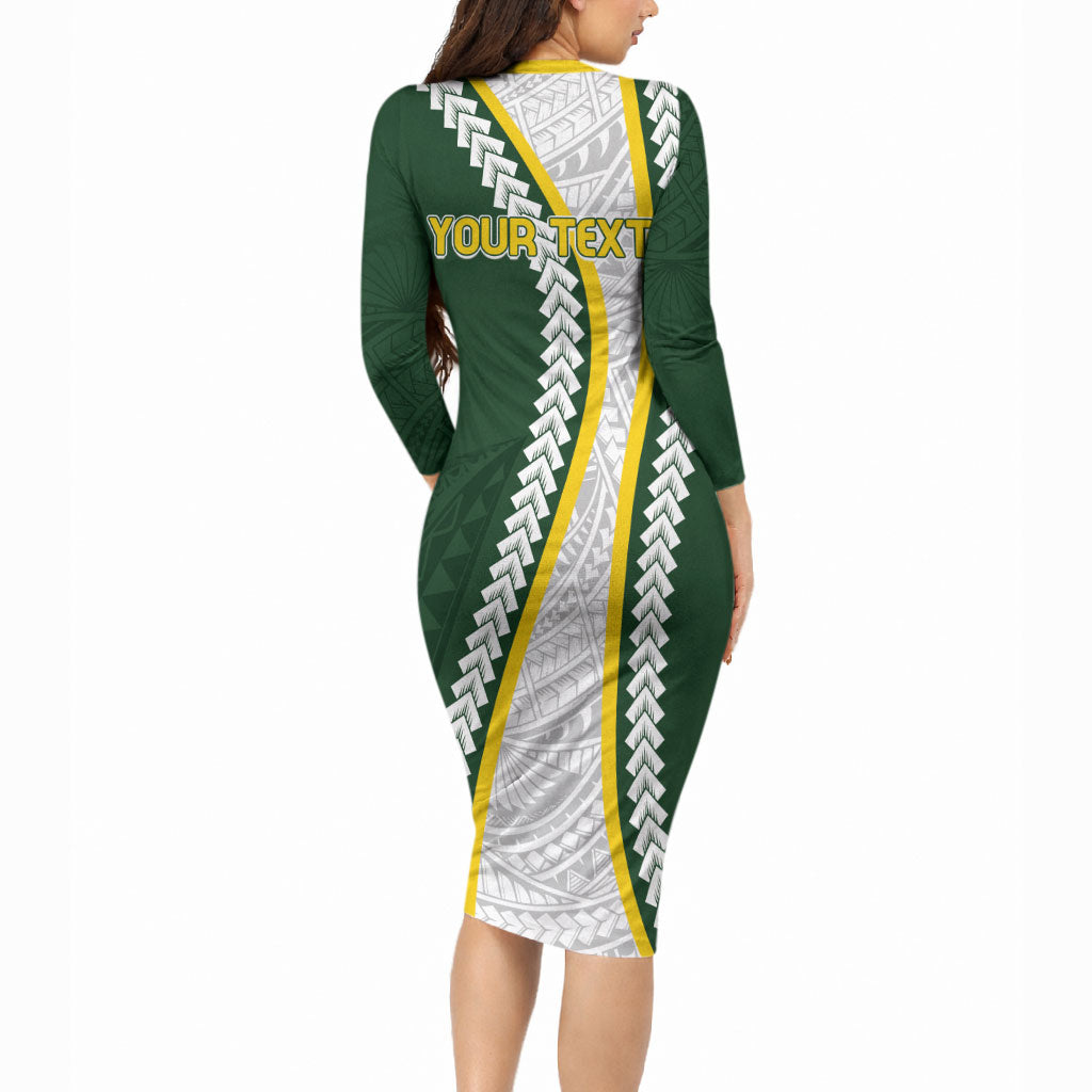Cook Islands Rugby Personalized Avaiki Long Sleeve Bodycon Dress GO Kuki LT7 - Polynesian Pride