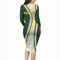 Cook Islands Rugby Personalized Avaiki Long Sleeve Bodycon Dress GO Kuki LT7 - Polynesian Pride