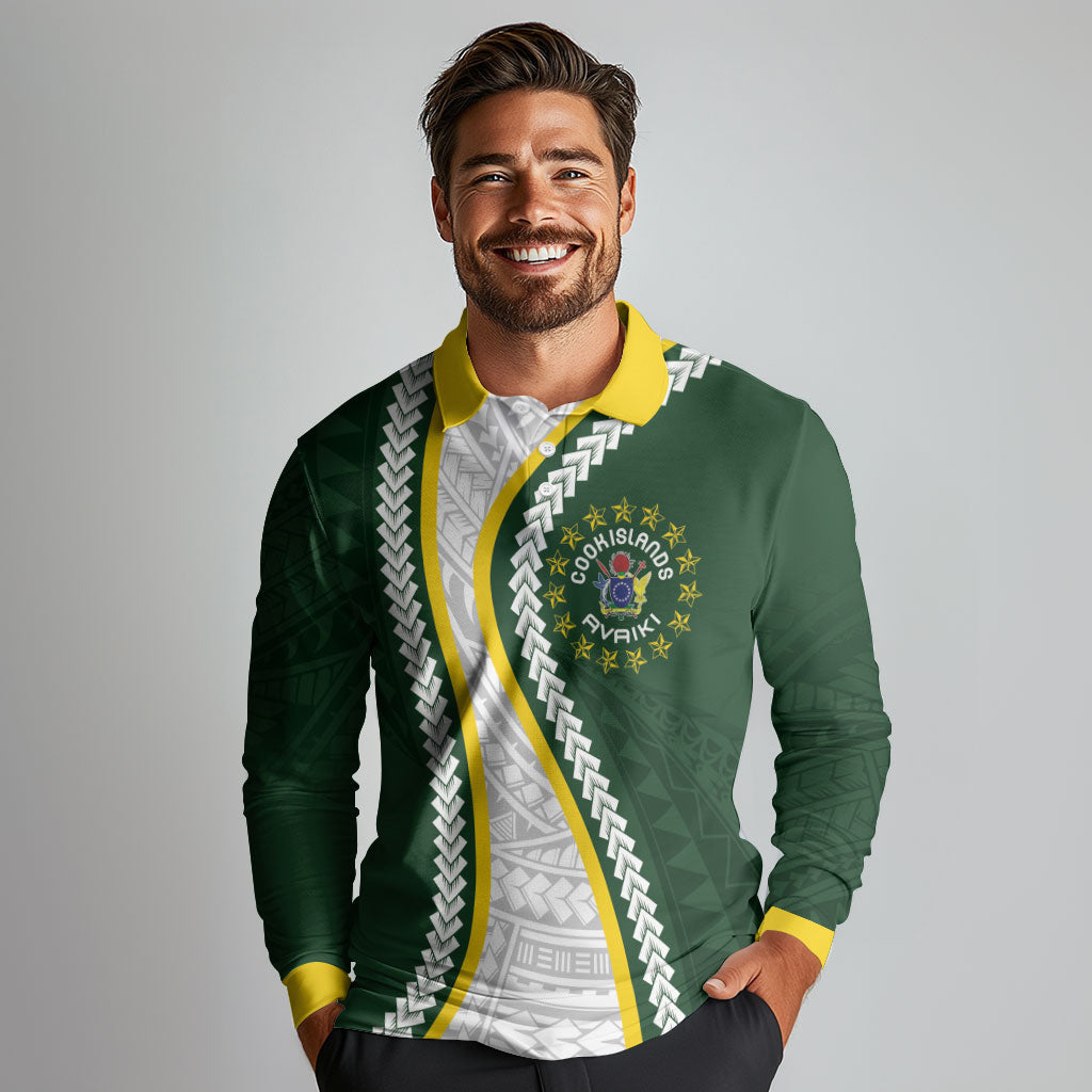 Cook Islands Rugby Personalized Avaiki Long Sleeve Polo Shirt GO Kuki LT7 - Polynesian Pride
