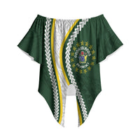 Cook Islands Rugby Personalized Avaiki Off Shoulder Wrap Waist Top GO Kuki LT7 Green - Polynesian Pride
