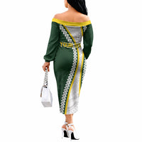 Cook Islands Rugby Personalized Avaiki Off The Shoulder Long Sleeve Dress GO Kuki LT7 - Polynesian Pride