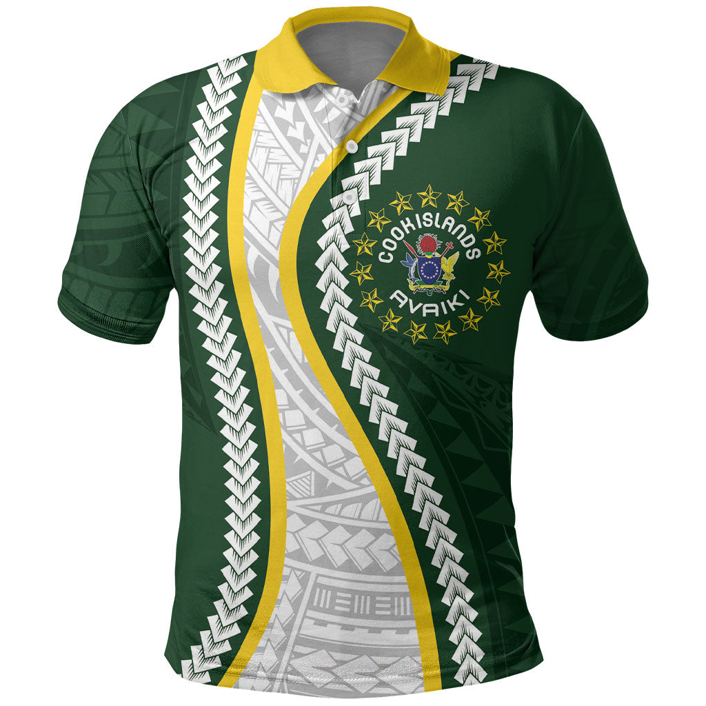 Cook Islands Rugby Personalized Avaiki Polo Shirt GO Kuki LT7 Green - Polynesian Pride