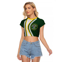 Cook Islands Rugby Personalized Avaiki Raglan Cropped T Shirt GO Kuki LT7 Female Green - Polynesian Pride