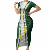 Cook Islands Rugby Personalized Avaiki Short Sleeve Bodycon Dress GO Kuki LT7 Long Dress Green - Polynesian Pride