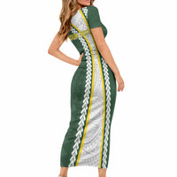Cook Islands Rugby Personalized Avaiki Short Sleeve Bodycon Dress GO Kuki LT7 - Polynesian Pride