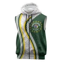 Cook Islands Rugby Personalized Avaiki Sleeveless Zip Hoodie GO Kuki LT7 Green - Polynesian Pride