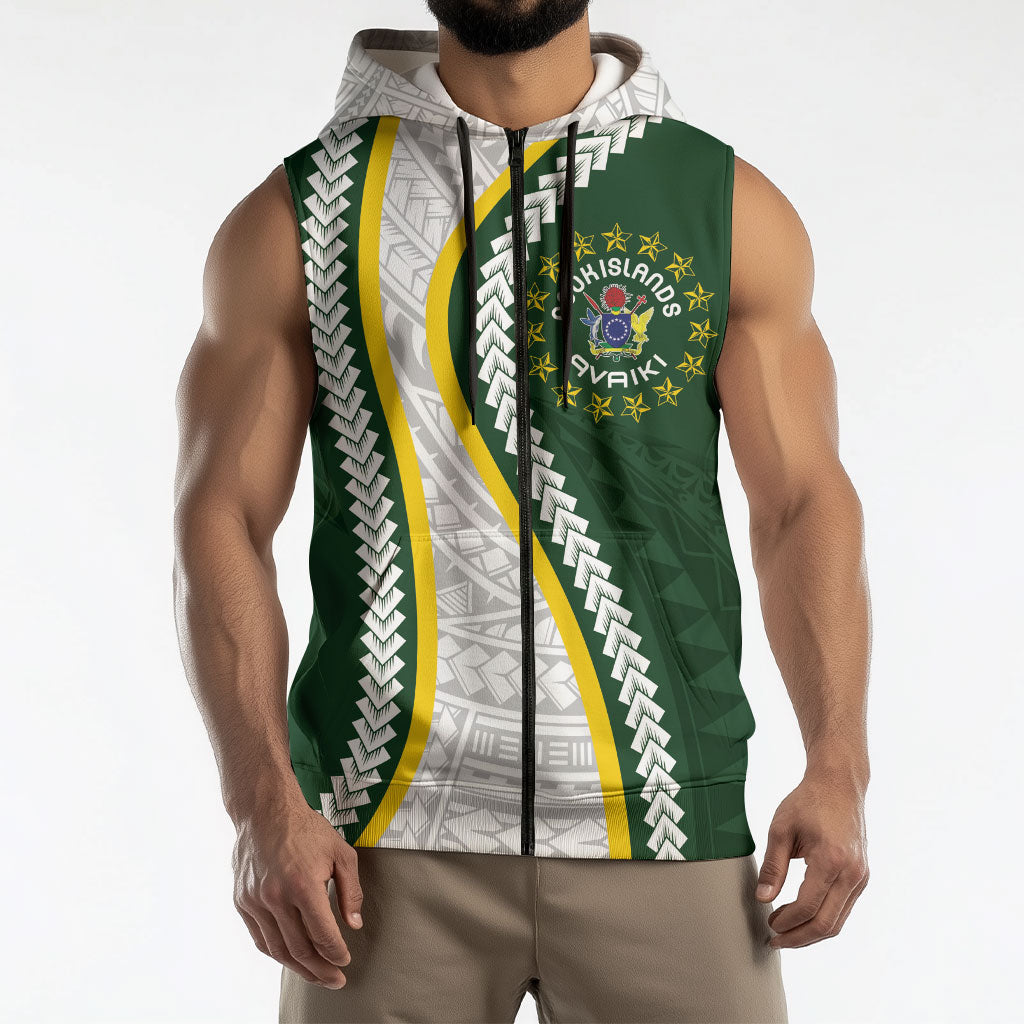 Cook Islands Rugby Personalized Avaiki Sleeveless Zip Hoodie GO Kuki LT7 - Polynesian Pride