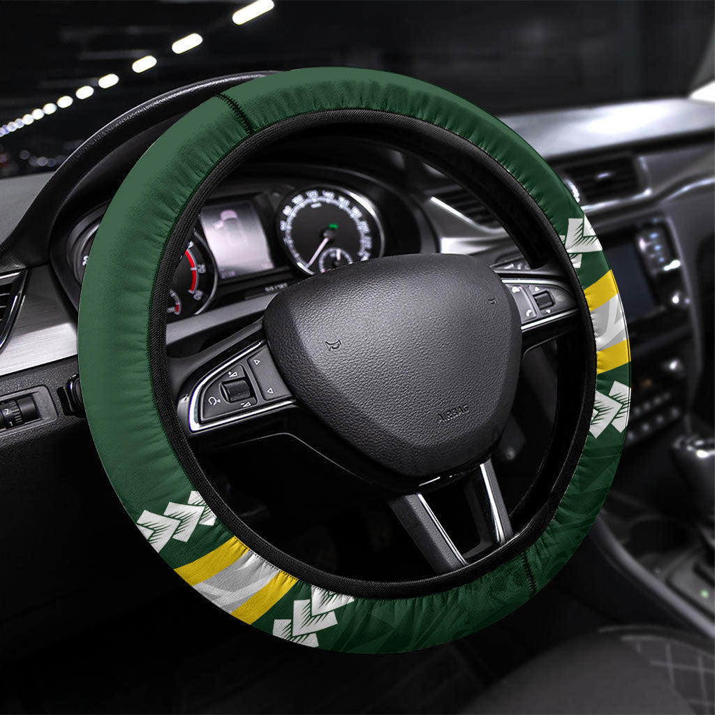 Cook Islands Rugby Avaiki Steering Wheel Cover GO Kuki LT7 Universal Fit Green - Polynesian Pride