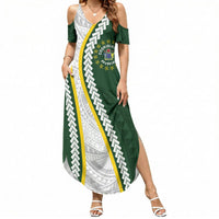 Cook Islands Rugby Personalized Avaiki Summer Maxi Dress GO Kuki LT7 Women Green - Polynesian Pride
