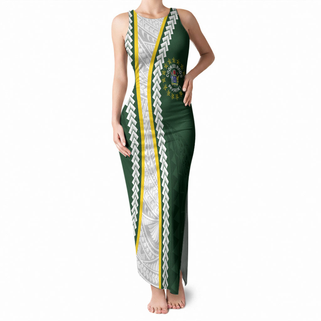 Cook Islands Rugby Personalized Avaiki Tank Maxi Dress GO Kuki LT7 Women Green - Polynesian Pride