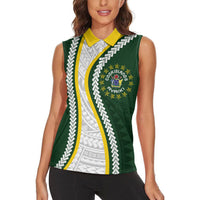 Cook Islands Rugby Personalized Avaiki Women Sleeveless Polo Shirt GO Kuki LT7 - Polynesian Pride