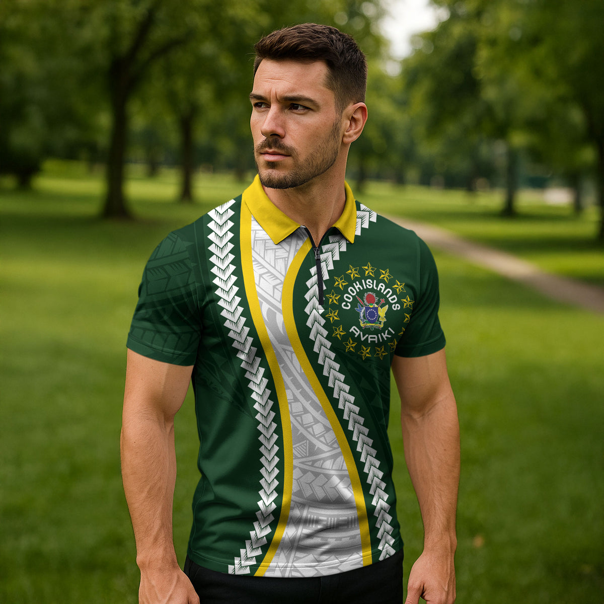 Cook Islands Rugby Personalized Avaiki Zipper Polo Shirt GO Kuki LT7 - Polynesian Pride