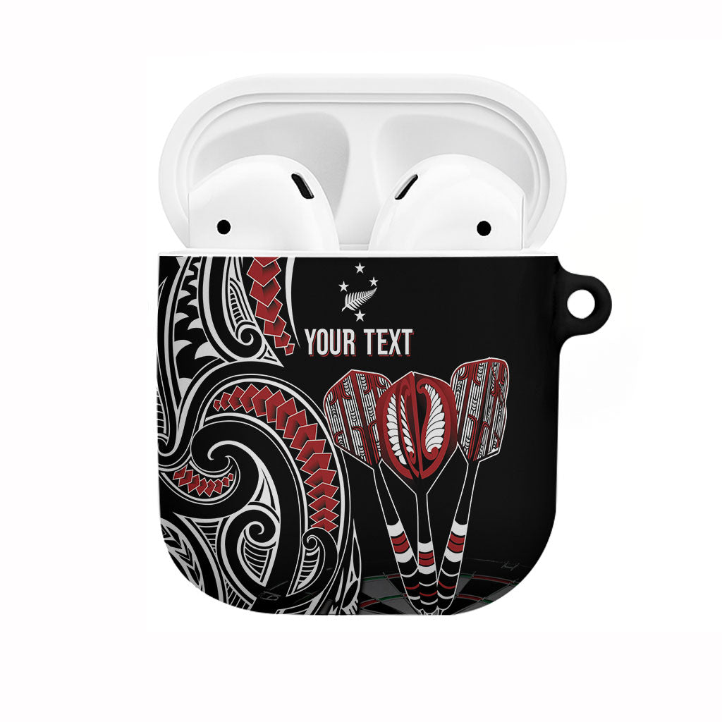 New Zealand Darts Personalized Hei Manaia AirPods Case Classic Kowhaiwhai LT7 Black - Polynesian Pride