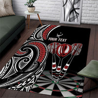 New Zealand Darts Personalized Hei Manaia Area Rug Classic Kowhaiwhai LT7 Black - Polynesian Pride