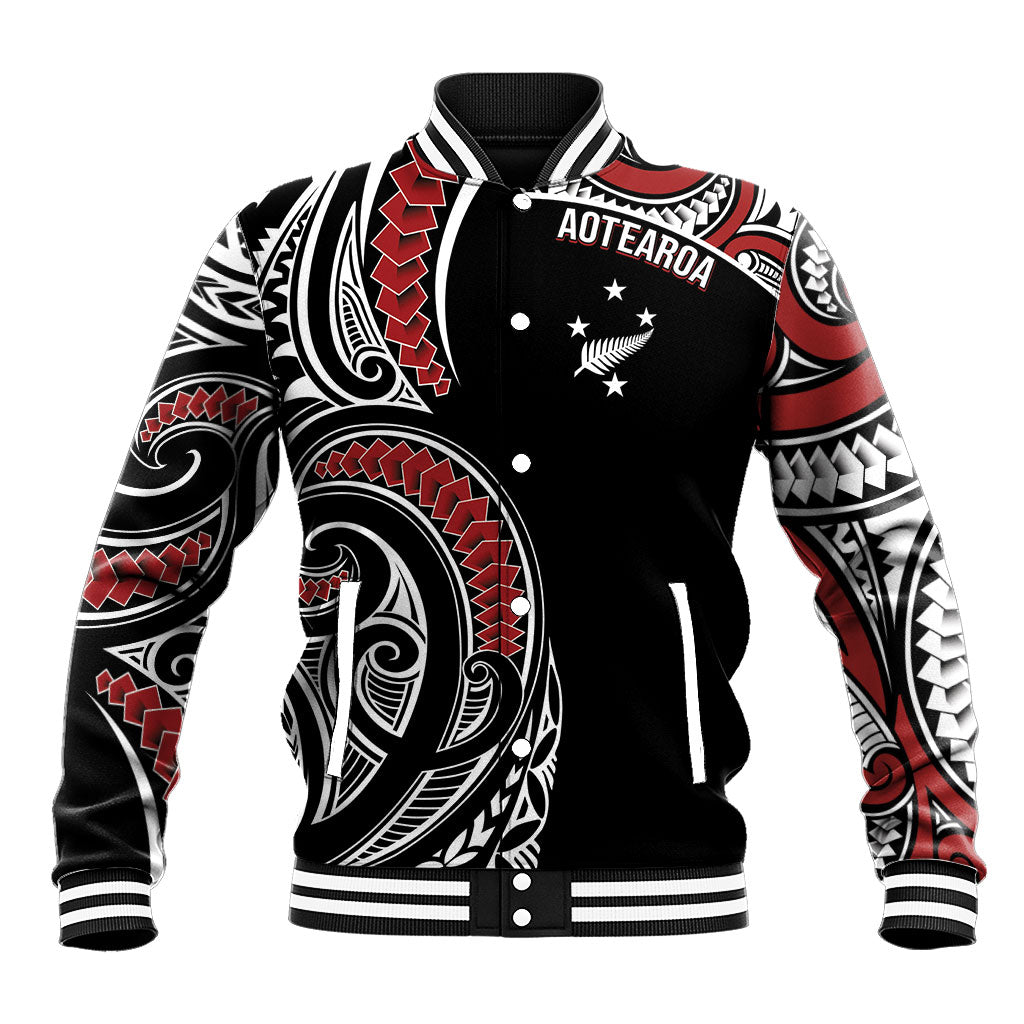 New Zealand Darts Personalized Hei Manaia Baseball Jacket Classic Kowhaiwhai LT7 Unisex Black - Polynesian Pride