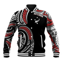 New Zealand Darts Personalized Hei Manaia Baseball Jacket Classic Kowhaiwhai LT7 Unisex Black - Polynesian Pride