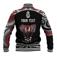 New Zealand Darts Personalized Hei Manaia Baseball Jacket Classic Kowhaiwhai LT7 - Polynesian Pride