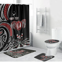 New Zealand Darts Personalized Hei Manaia Bathroom Set Classic Kowhaiwhai LT7 Bathroom Set (4 pcs) Black - Polynesian Pride