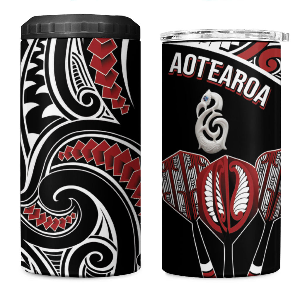 New Zealand Darts Hei Manaia 4 in 1 Can Cooler Tumbler Classic Kowhaiwhai LT7 One Size: 16 oz Black - Polynesian Pride