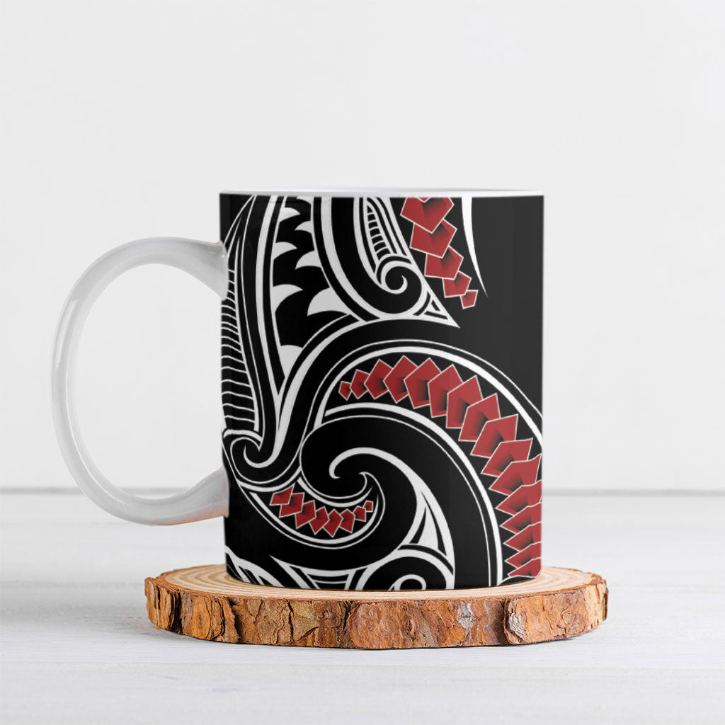 New Zealand Darts Hei Manaia Ceramic Mug Classic Kowhaiwhai LT7 Black - Polynesian Pride