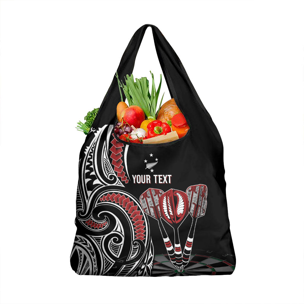 New Zealand Darts Personalized Hei Manaia Grocery Bag Classic Kowhaiwhai LT7 1-pack One Size Black - Polynesian Pride