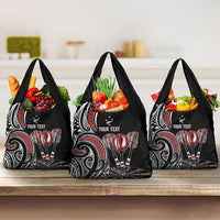 New Zealand Darts Personalized Hei Manaia Grocery Bag Classic Kowhaiwhai LT7 3-pack One Size Black - Polynesian Pride