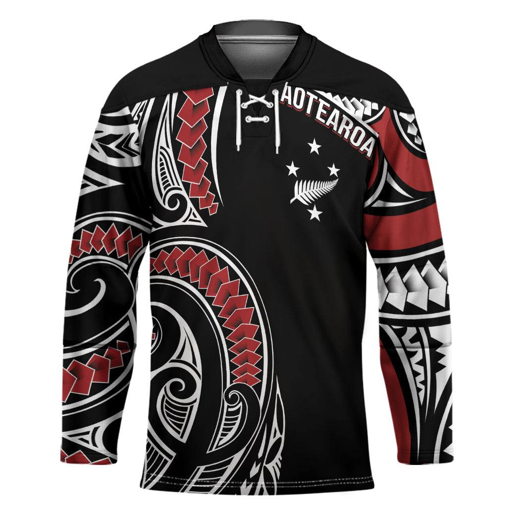 New Zealand Darts Personalized Hei Manaia Hockey Jersey Classic Kowhaiwhai LT7 Unisex Black - Polynesian Pride
