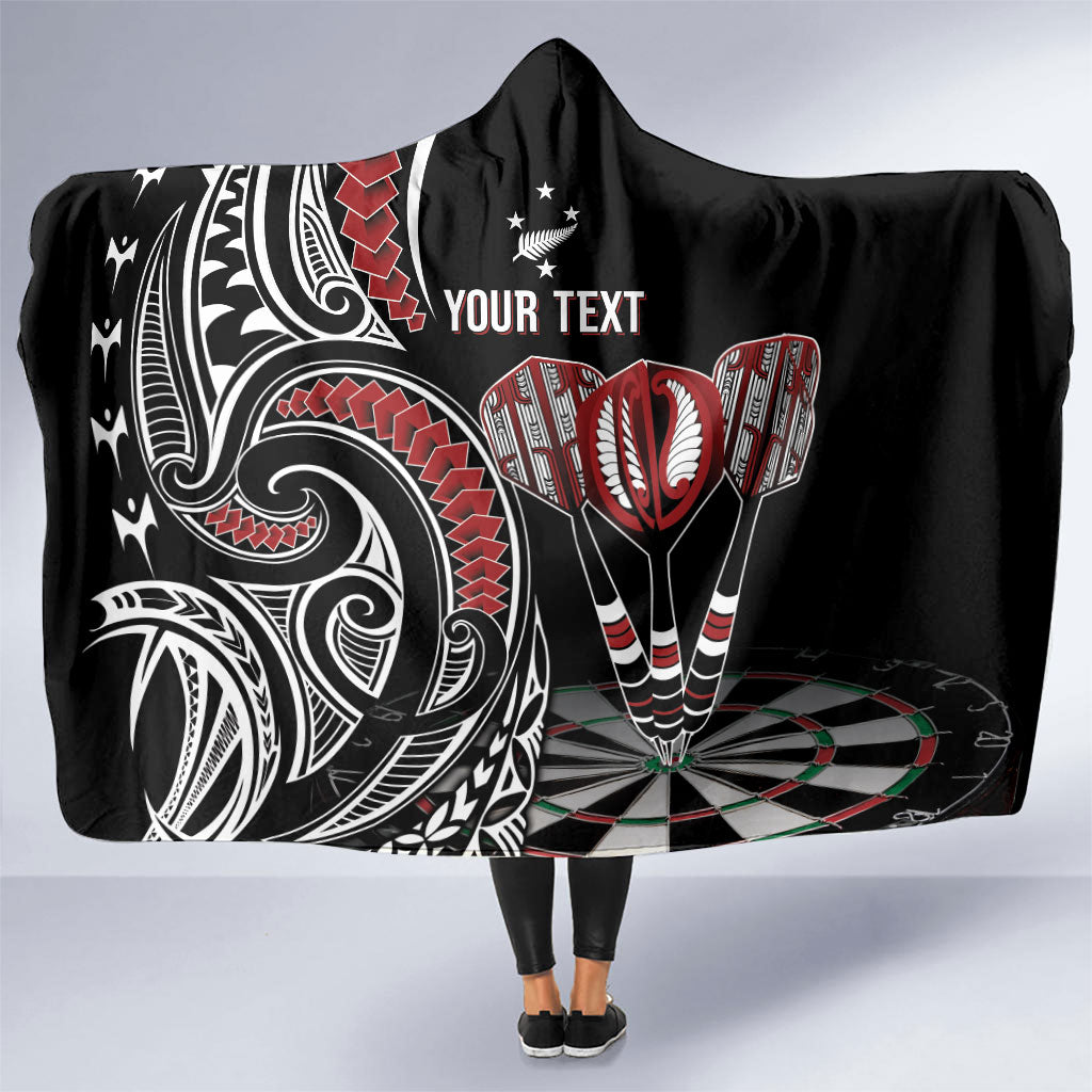 New Zealand Darts Personalized Hei Manaia Hooded Blanket Classic Kowhaiwhai LT7 One Size Black - Polynesian Pride