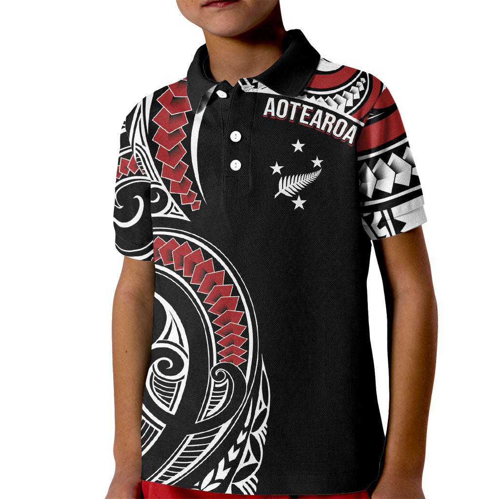 New Zealand Darts Personalized Hei Manaia Kid Polo Shirt Classic Kowhaiwhai LT7 Kid Black - Polynesian Pride