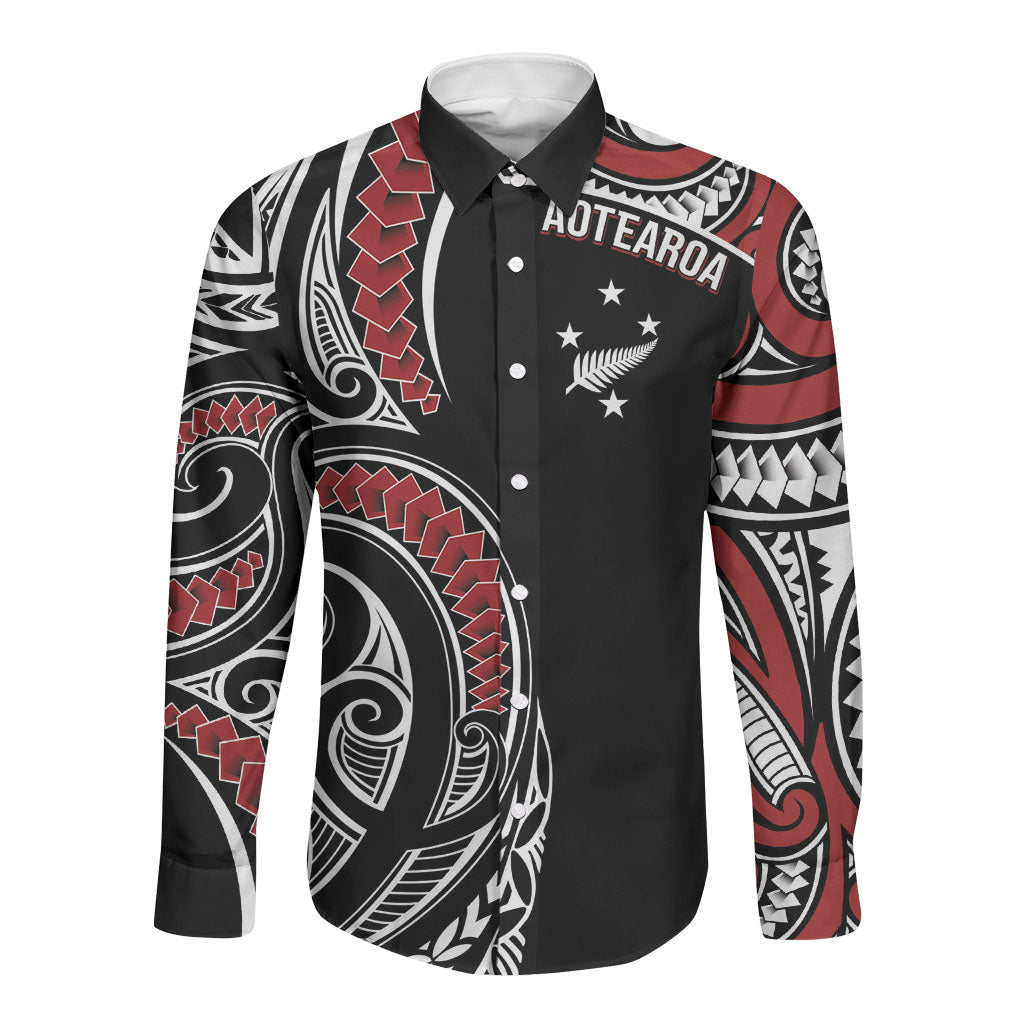 New Zealand Darts Personalized Hei Manaia Long Sleeve Button Shirt Classic Kowhaiwhai LT7 Unisex Black - Polynesian Pride