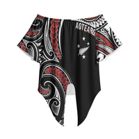 New Zealand Darts Personalized Hei Manaia Off Shoulder Wrap Waist Top Classic Kowhaiwhai LT7 Black - Polynesian Pride