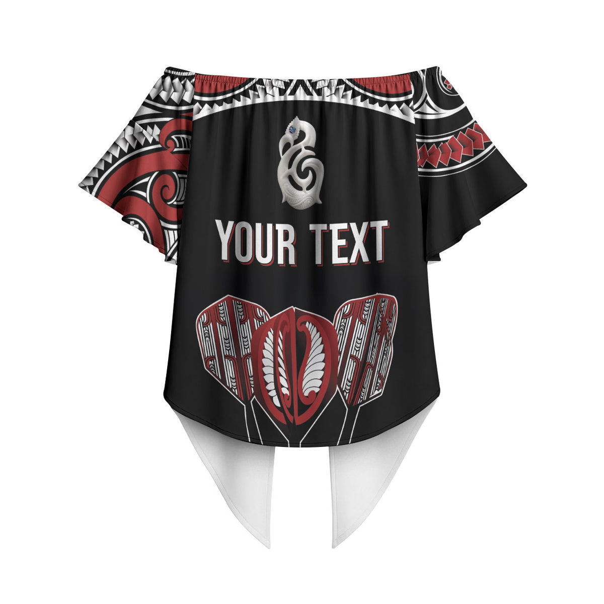 New Zealand Darts Personalized Hei Manaia Off Shoulder Wrap Waist Top Classic Kowhaiwhai LT7 - Polynesian Pride