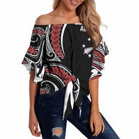 New Zealand Darts Personalized Hei Manaia Off Shoulder Wrap Waist Top Classic Kowhaiwhai LT7 - Polynesian Pride