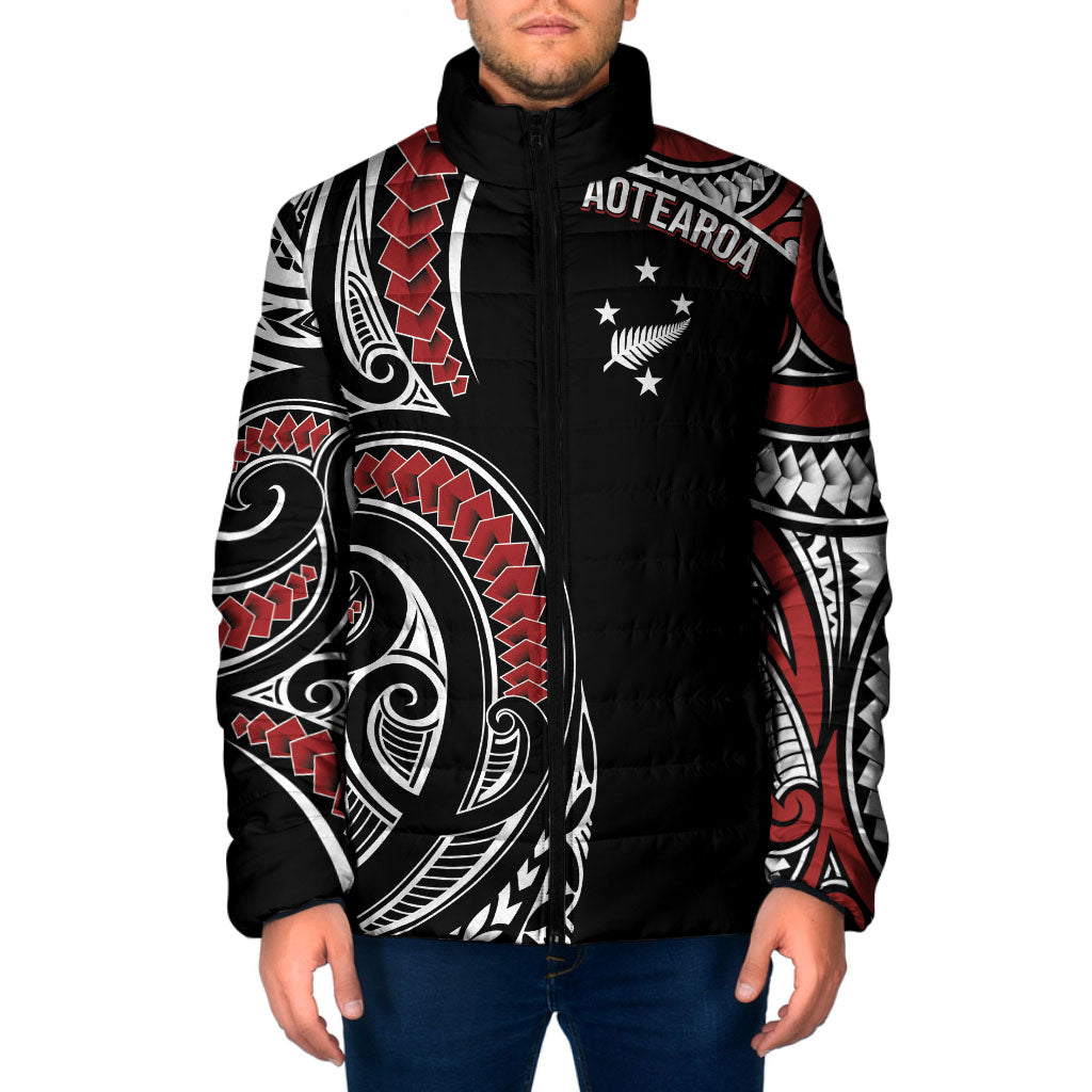 New Zealand Darts Personalized Hei Manaia Padded Jacket Classic Kowhaiwhai LT7 Men Black - Polynesian Pride