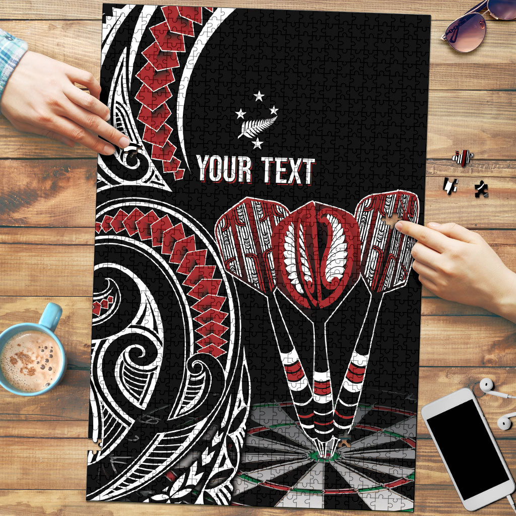 New Zealand Darts Personalized Hei Manaia Puzzle Classic Kowhaiwhai LT7 Black - Polynesian Pride