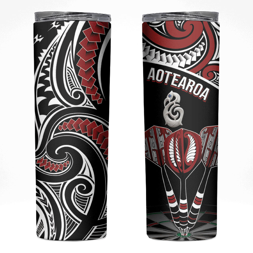 New Zealand Darts Hei Manaia Skinny Tumbler Classic Kowhaiwhai LT7 Black - Polynesian Pride